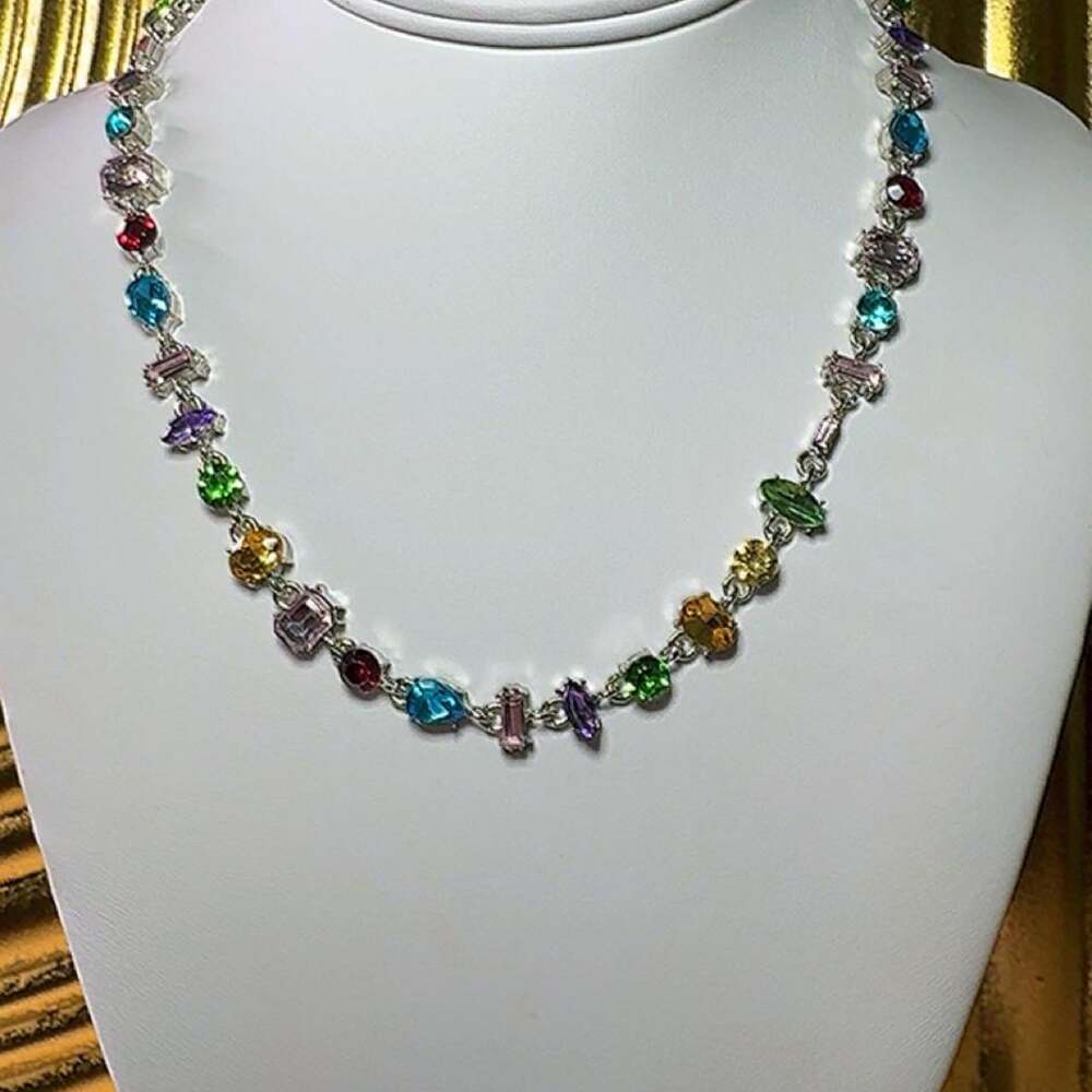 Multicolor Gemstone Necklace 16inch - Picture 5 of 6